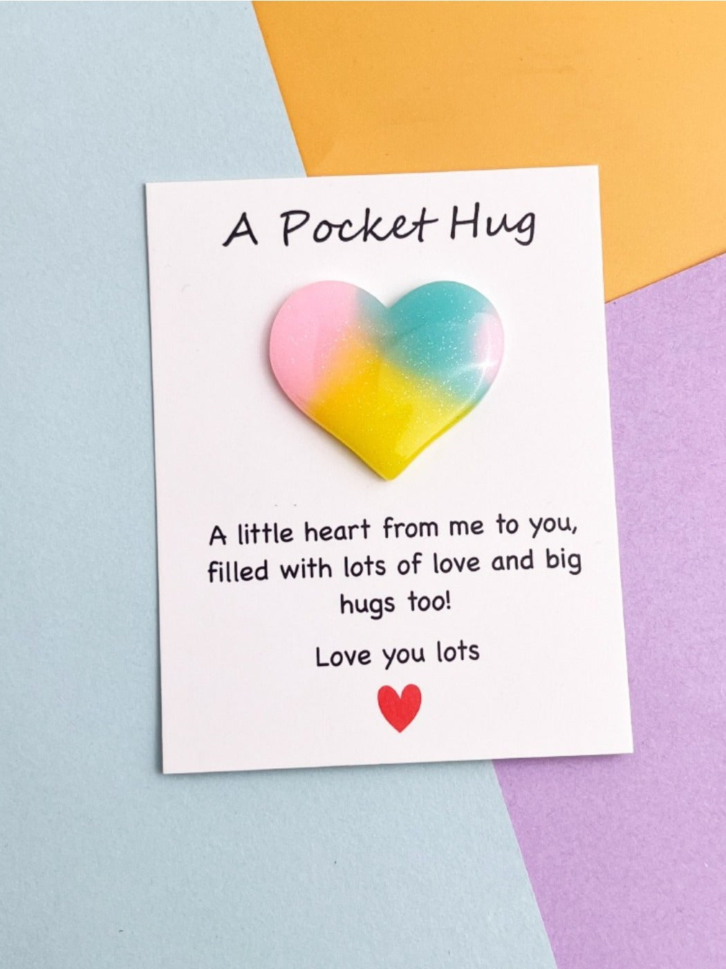 Taphug - Pocket Hug Tri Color Gradient Moon Star pocket hug card and keepsake token view 6