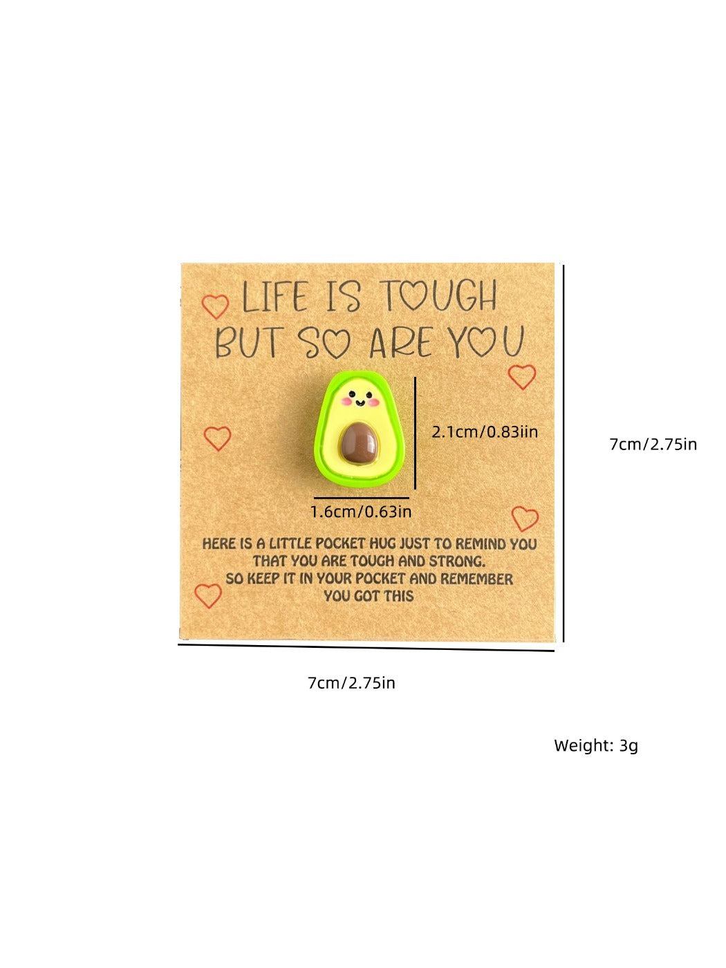 Taphug - Pocket Hug Fruit Avocado pocket hug card and keepsake token view 5