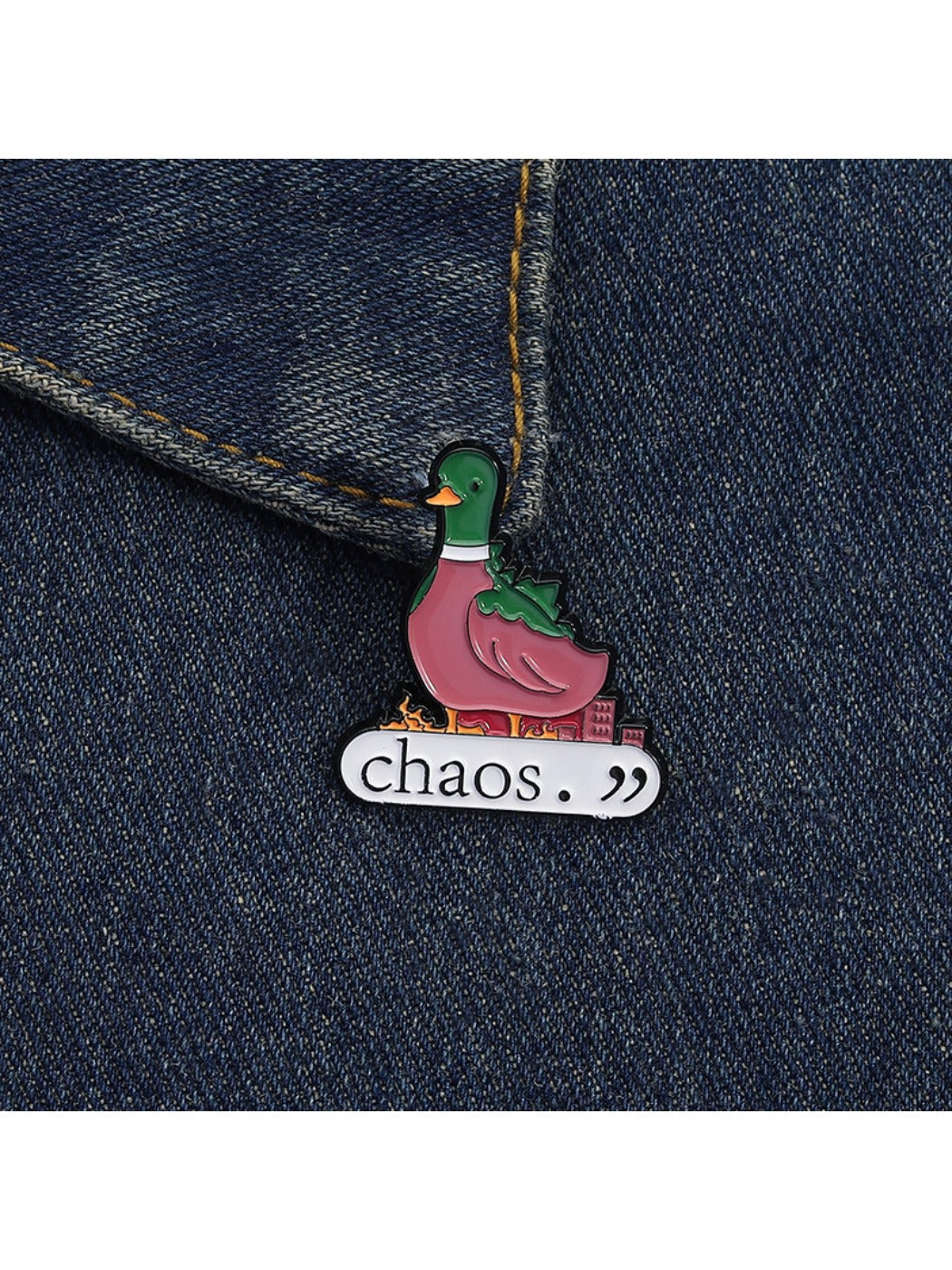 Back view of Pinori green duck brooch showing metal pin clasp