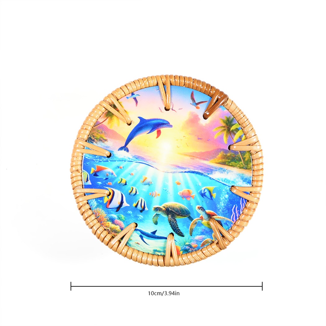 Thimara - Ocean Theme Painted Round Coaster