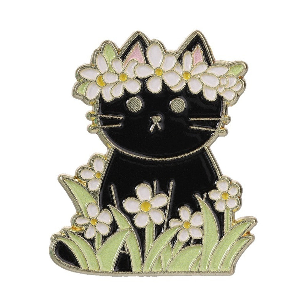 Pinori - Floral Cartoon Cat Outfit Accent Brooch