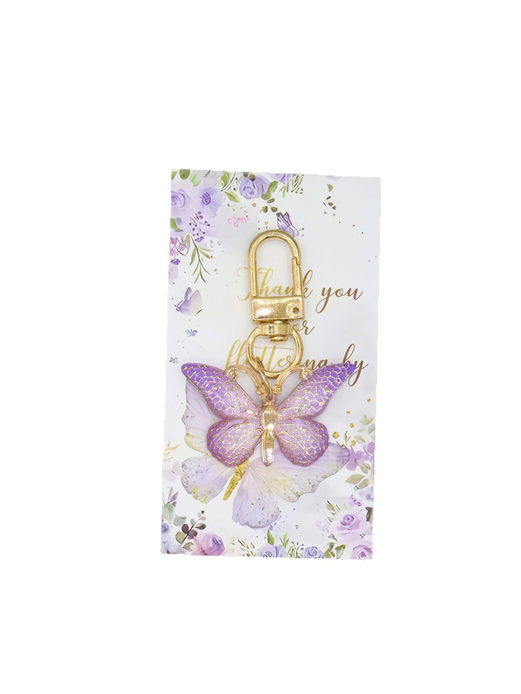 Taphug gradient butterfly acrylic keychain hanging from a metal ring