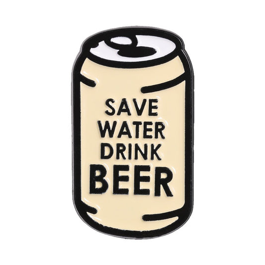 Pinori - Playful Lettered Beer Can Pin Brooch