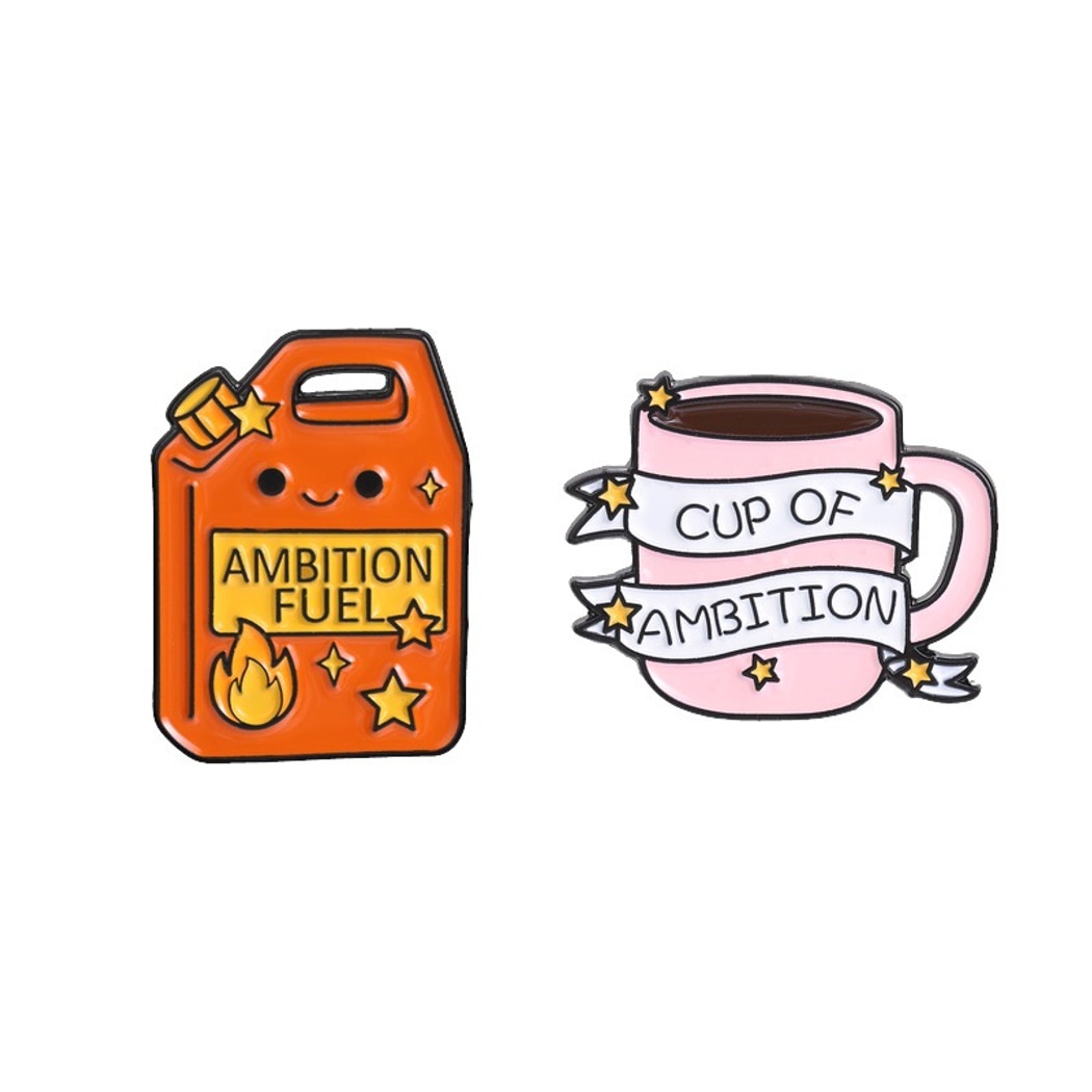 Pinori - Coffee Cup and Motivation Quote Enamel Pin
