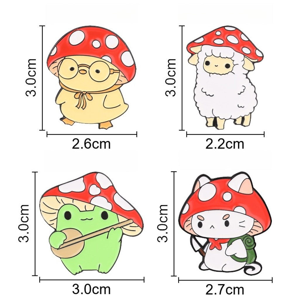 Pinori - Forest Style Mushroom Animal Motif Pin