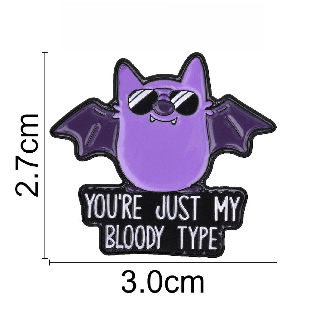 Pinori - Cartoon Bat Halloween Slogan Enamel Pin