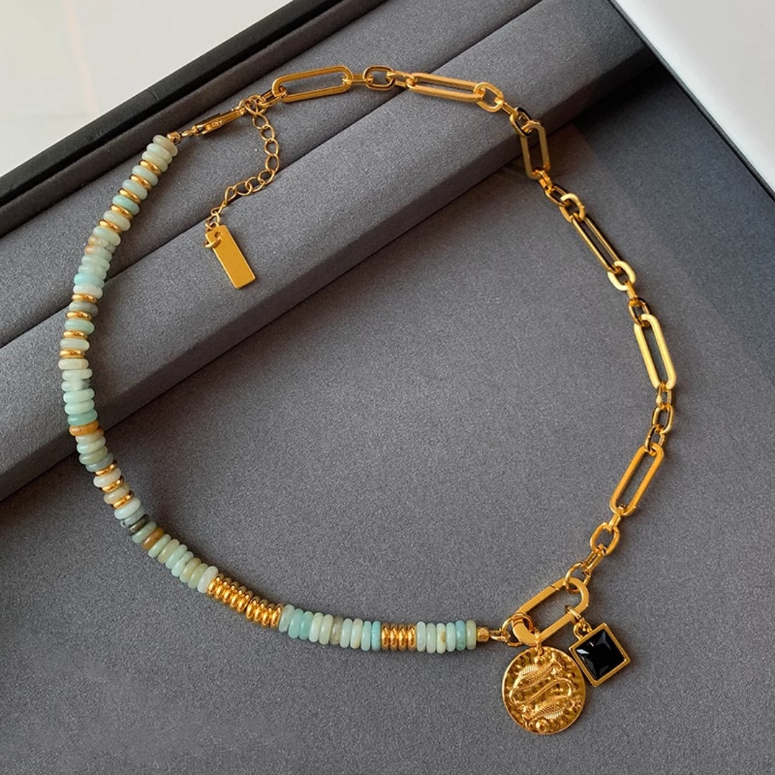 Handmade Beaded Zodiac Stone Necklace – Sweater Chain