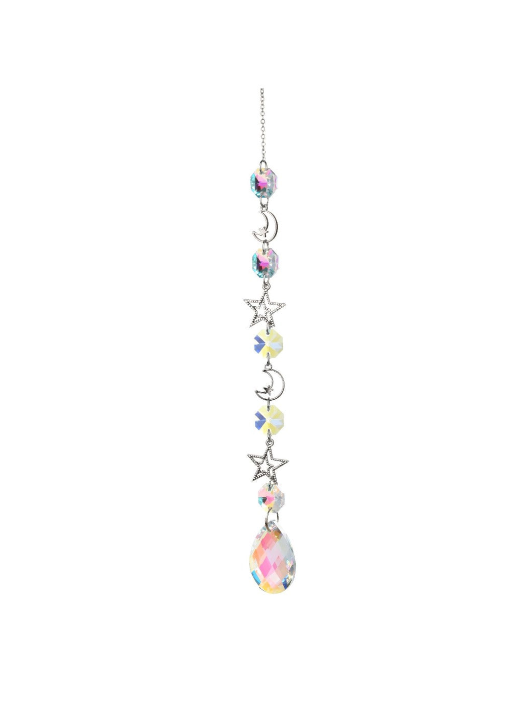 Somnira dream catcher with purple and blue crystals reflecting light