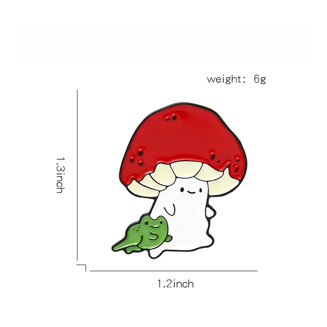 Pinori - Cute Smiley Mushroom and Frog Pin