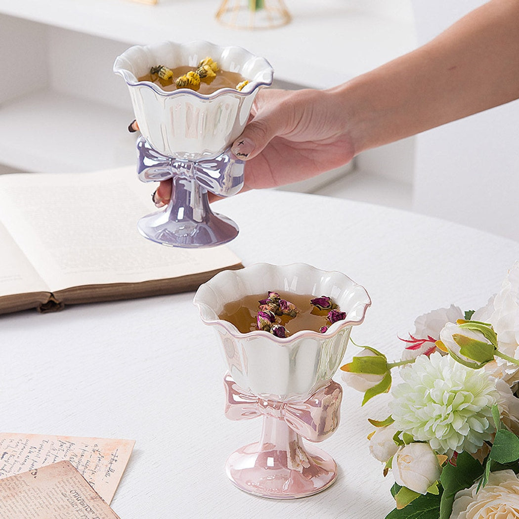 Mivora - Bow Accent Goblet Style Dessert Cup