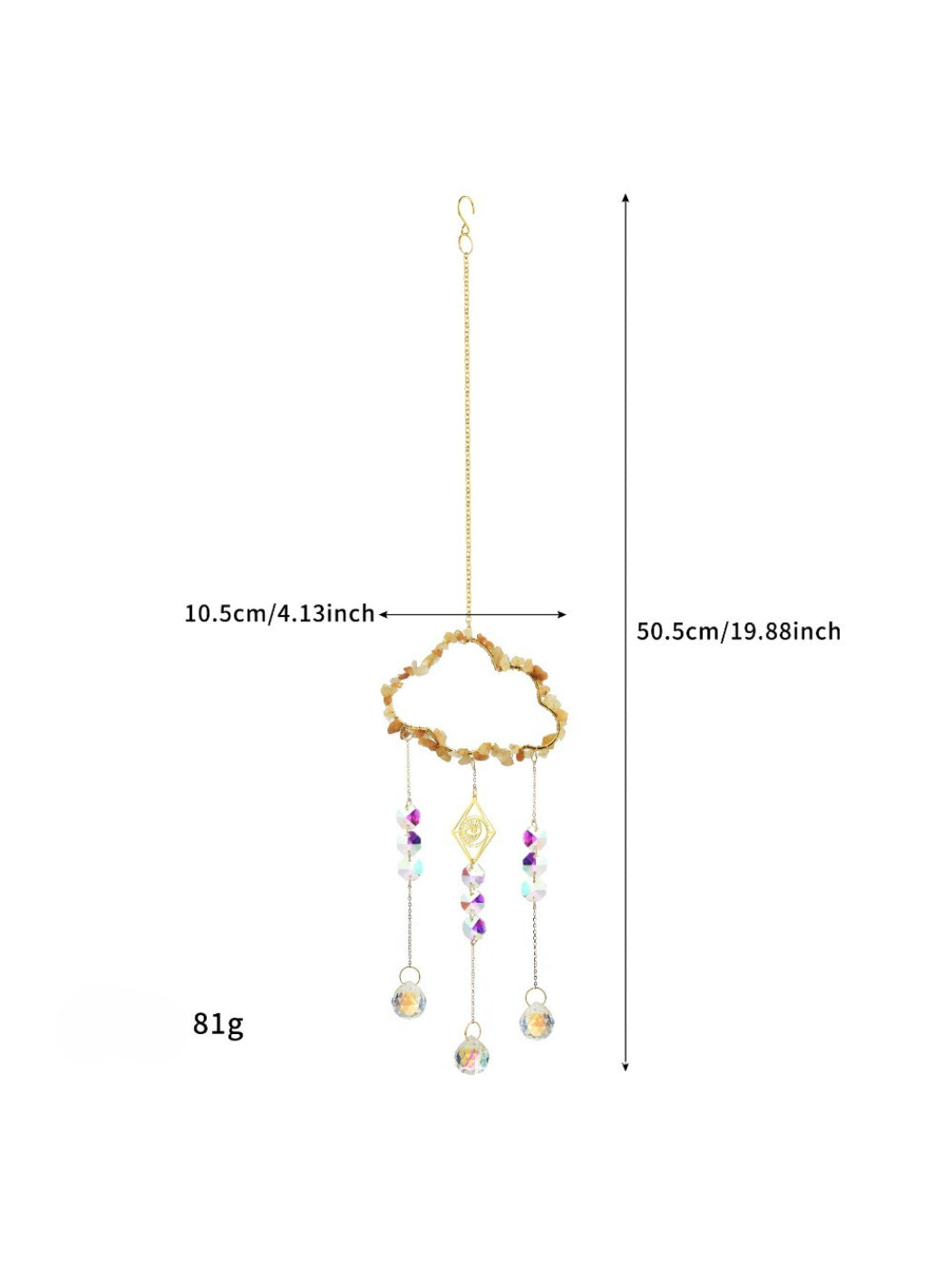 Somnia Cloud Crystal-Look Hanging Sun Catcher displayed near a bright window