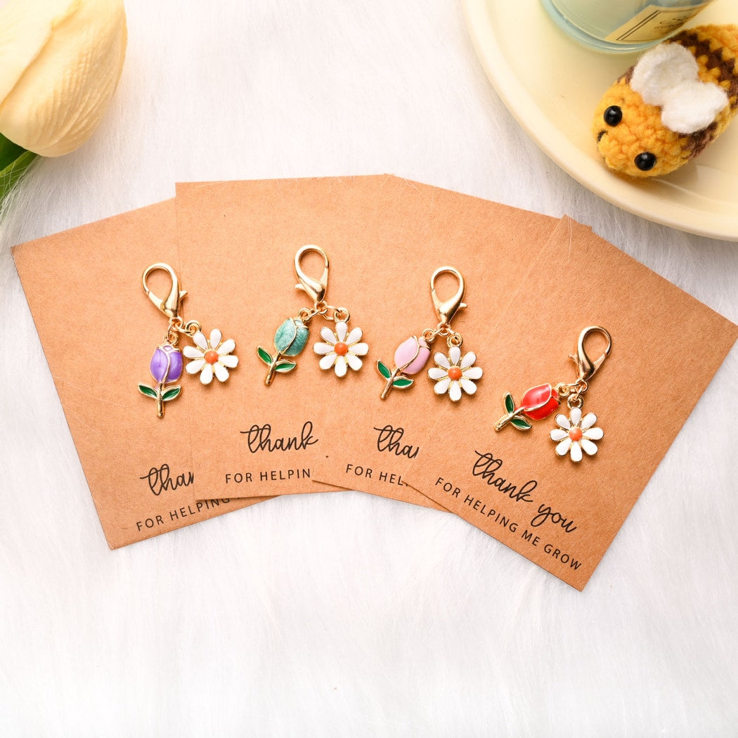 Taphug - Pocket Hug Tulip and Daisy Charm Keychain