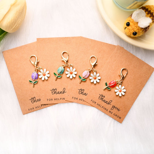 Taphug - Pocket Hug Tulip and Daisy Charm Keychain