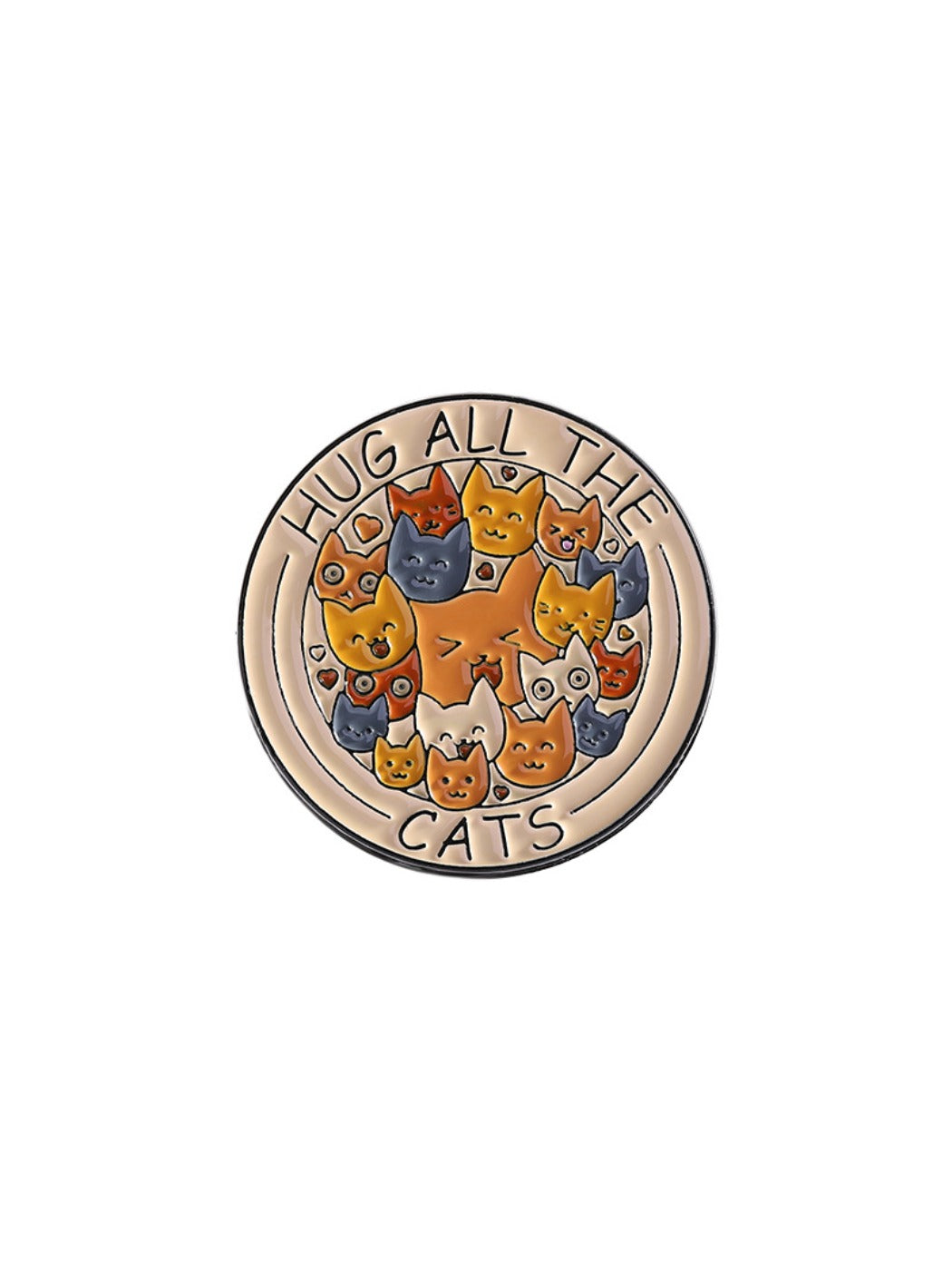 Pin placed next to a coffee mug for size comparison
