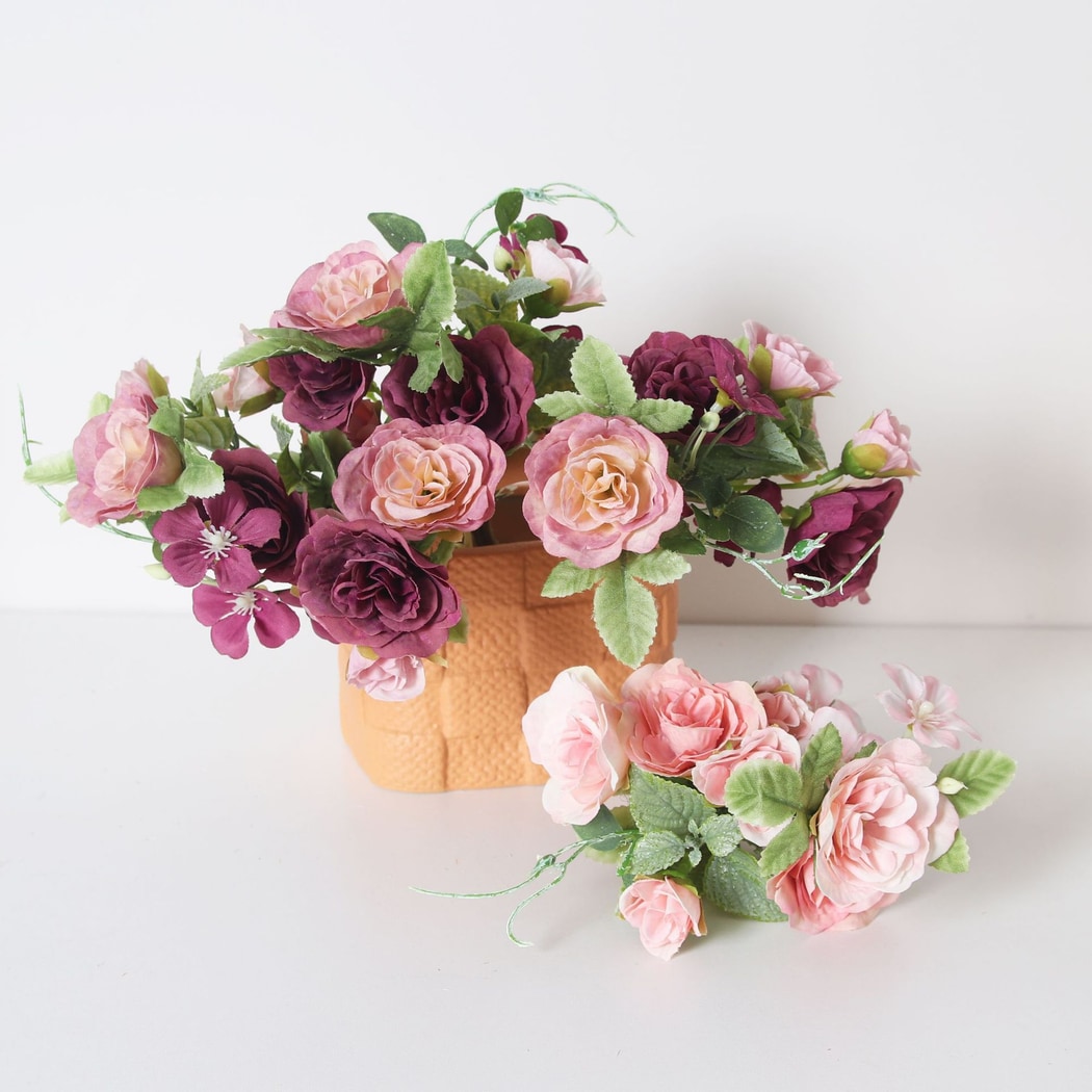 Roselle - Sunset-hued Style Artificial Rose Bouquet