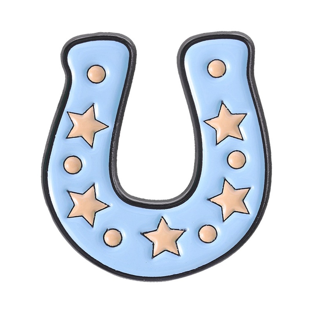 Pinori - Sweet Star Detail Horseshoe Fashion Pin
