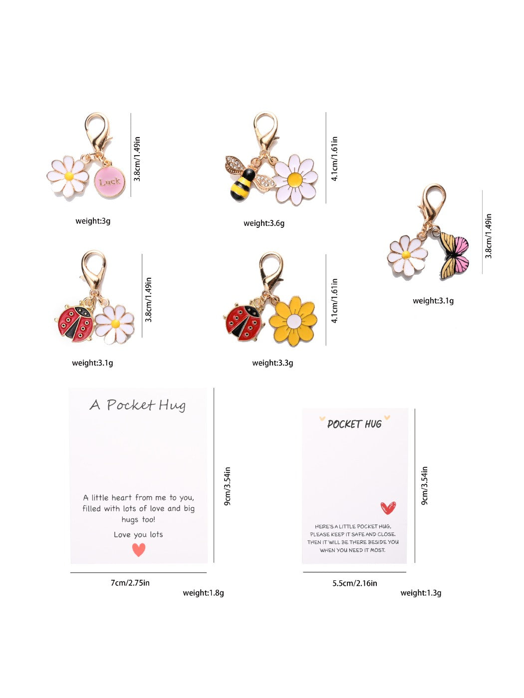 Taphug Pocket Hug Daisy Keychain attached to a set of keys with daisy charm visible