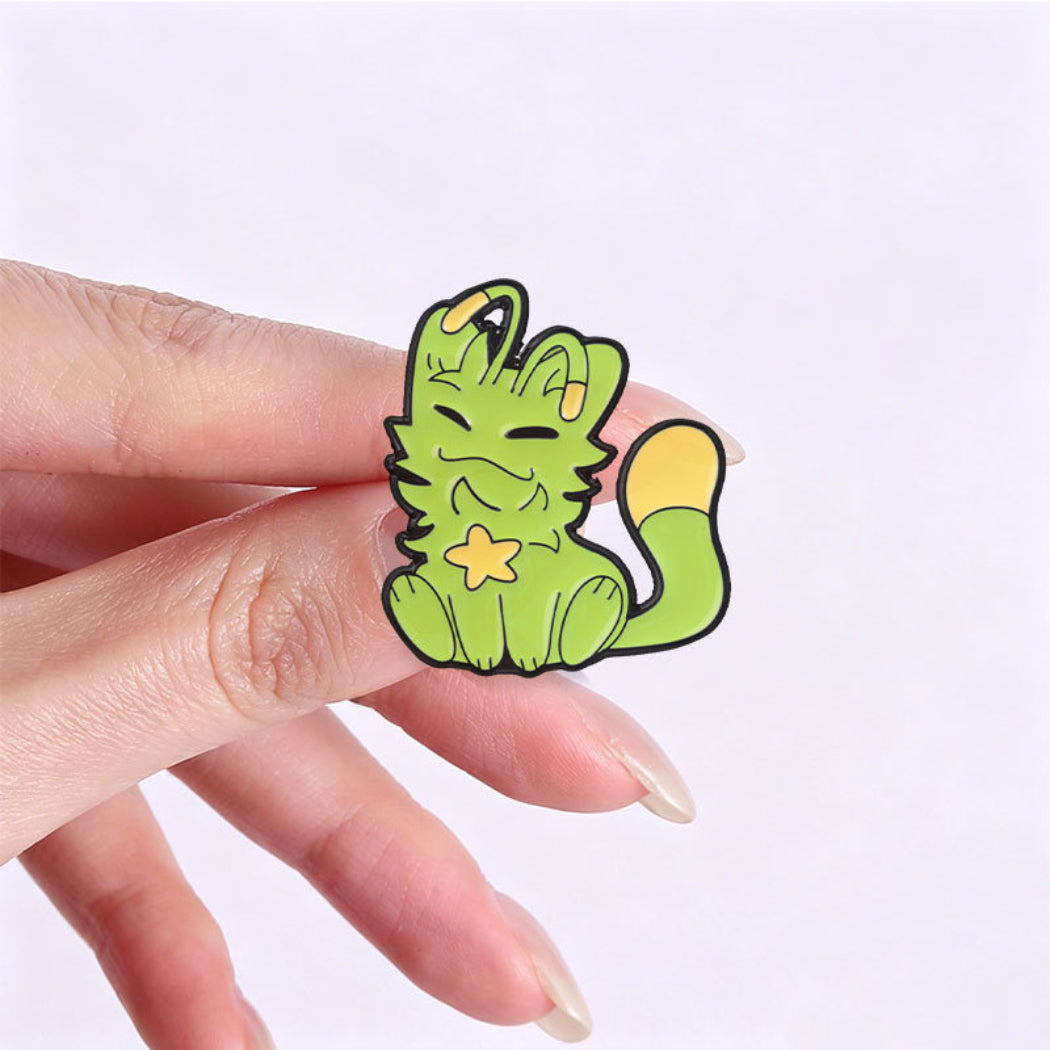 Pinori Green Cat Enamel Pin Set