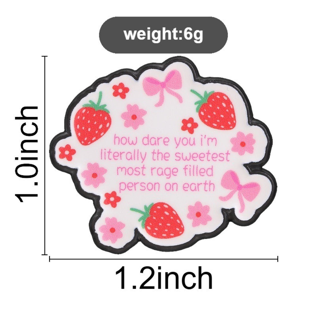 Pinori Sweet Strawberry Quote Enamel Pin