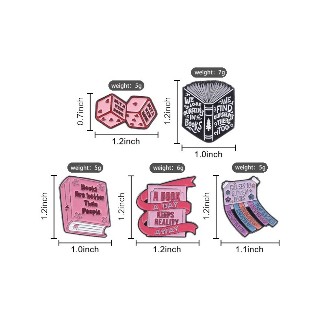 Pinori Book Lover enamel pin in packaging with branded backing card