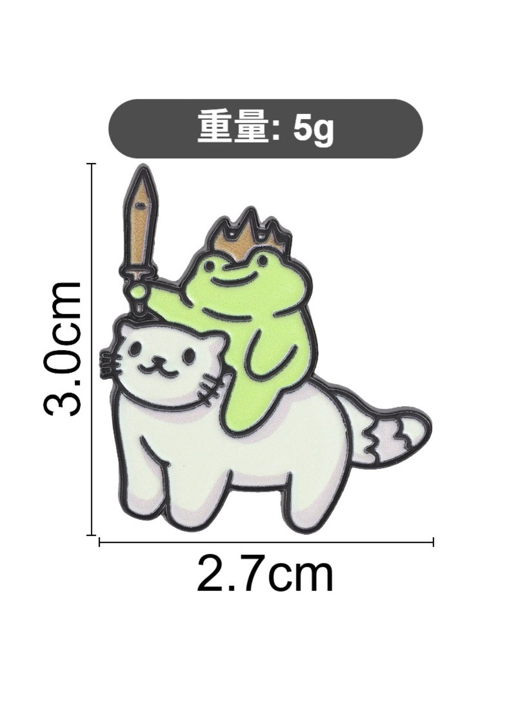 Pinori - Cute Cartoon Frog Knight Riding Cat Pin Brooch Badge