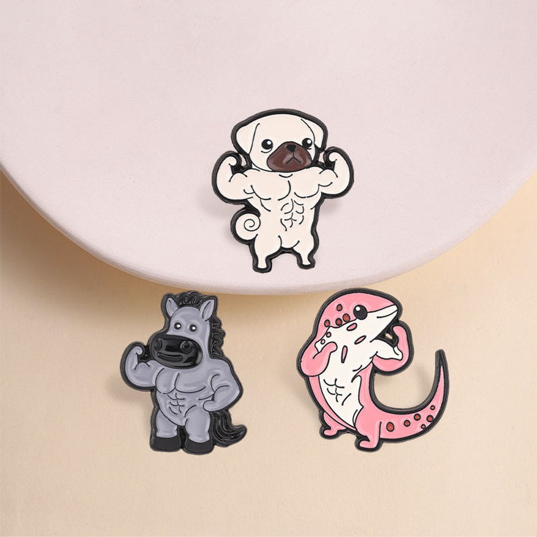 Pinori - Muscle Animal Character Enamel Pin