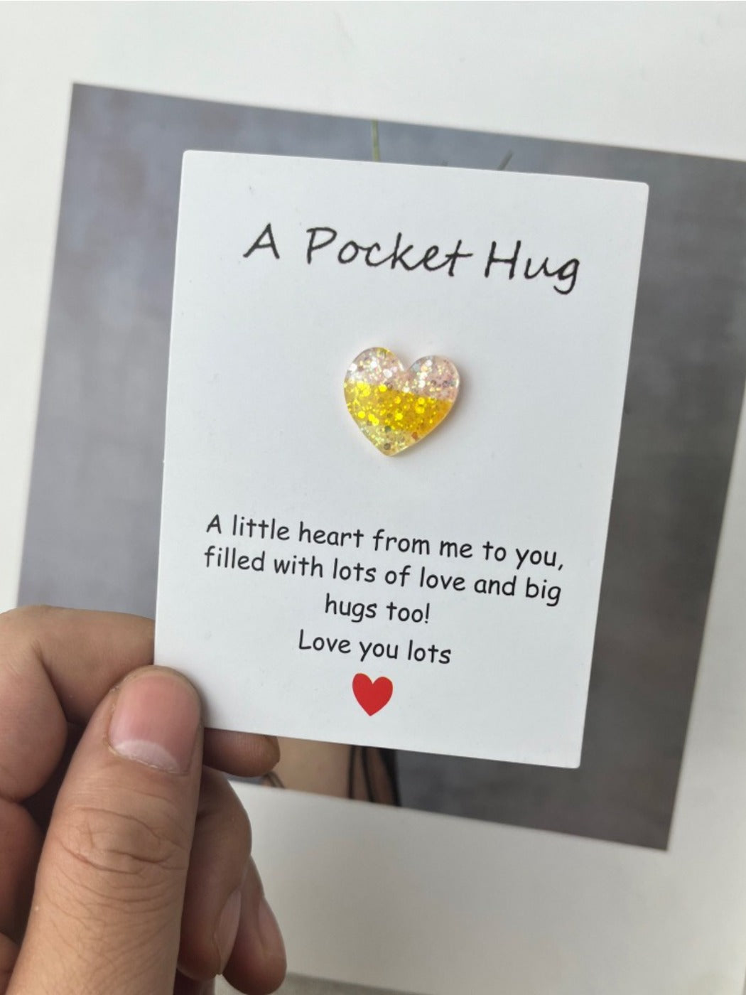 Taphug - Pocket Hug 3 Color Heart Gift pocket hug card and keepsake token view 10