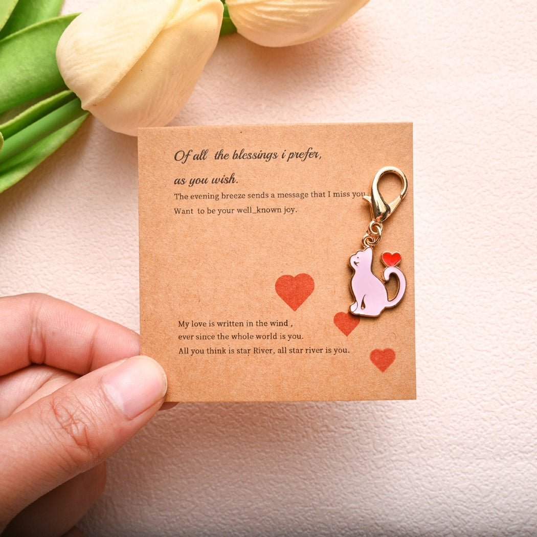 Taphug - Pocket Hug Cartoon Heart Cat Charm Keychain