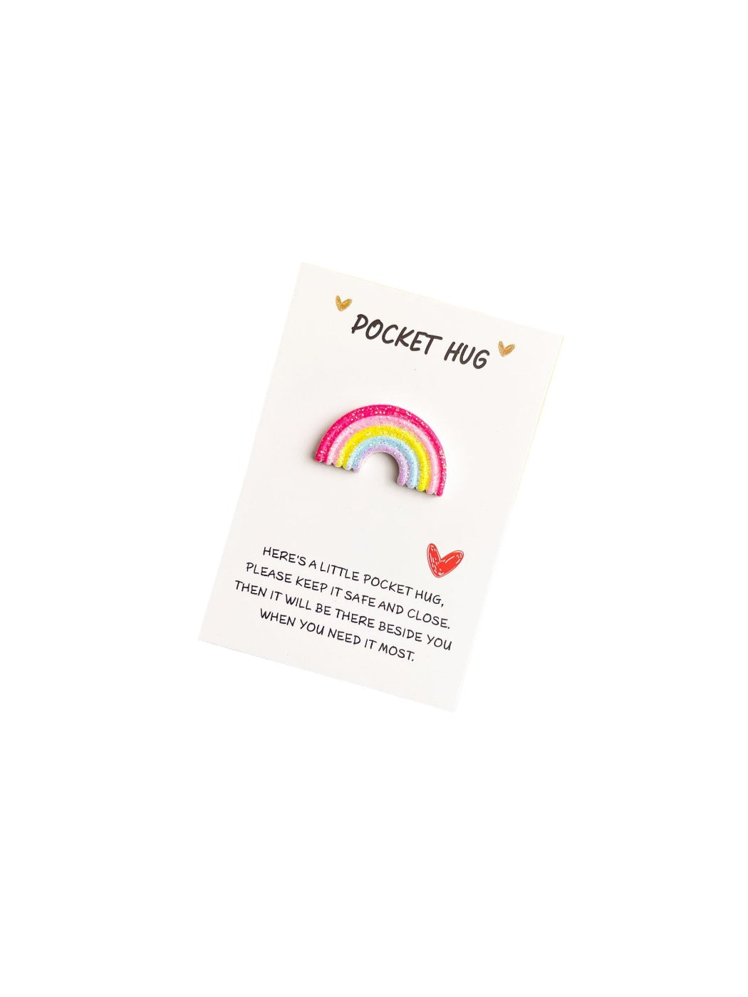 Taphug Pocket Hug Mini Rainbow plush toy with rainbow stripes and soft texture