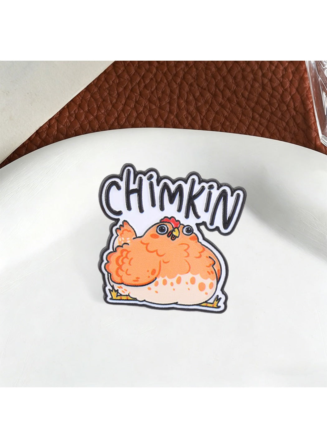 Pinori - Cute Cartoon Chubby Chicken with Fun Letters Pin Brooch Badge