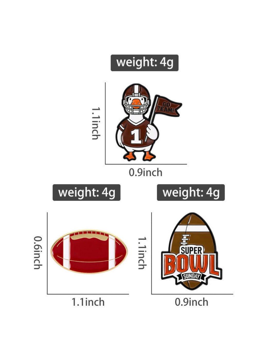 Pinori - Fun Animal Rugby Cartoon Brooch