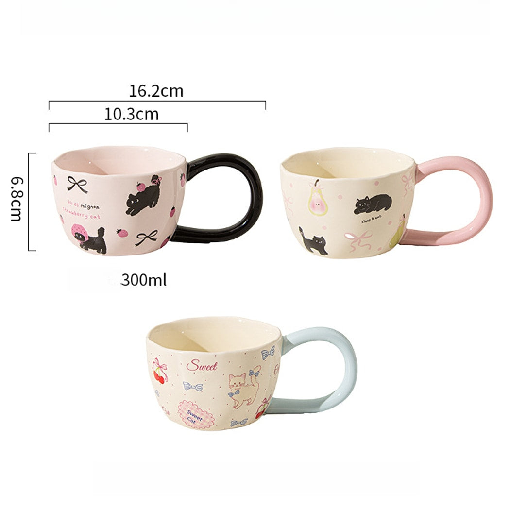 Mivora - Cartoon Cat Pattern Coffee Mug