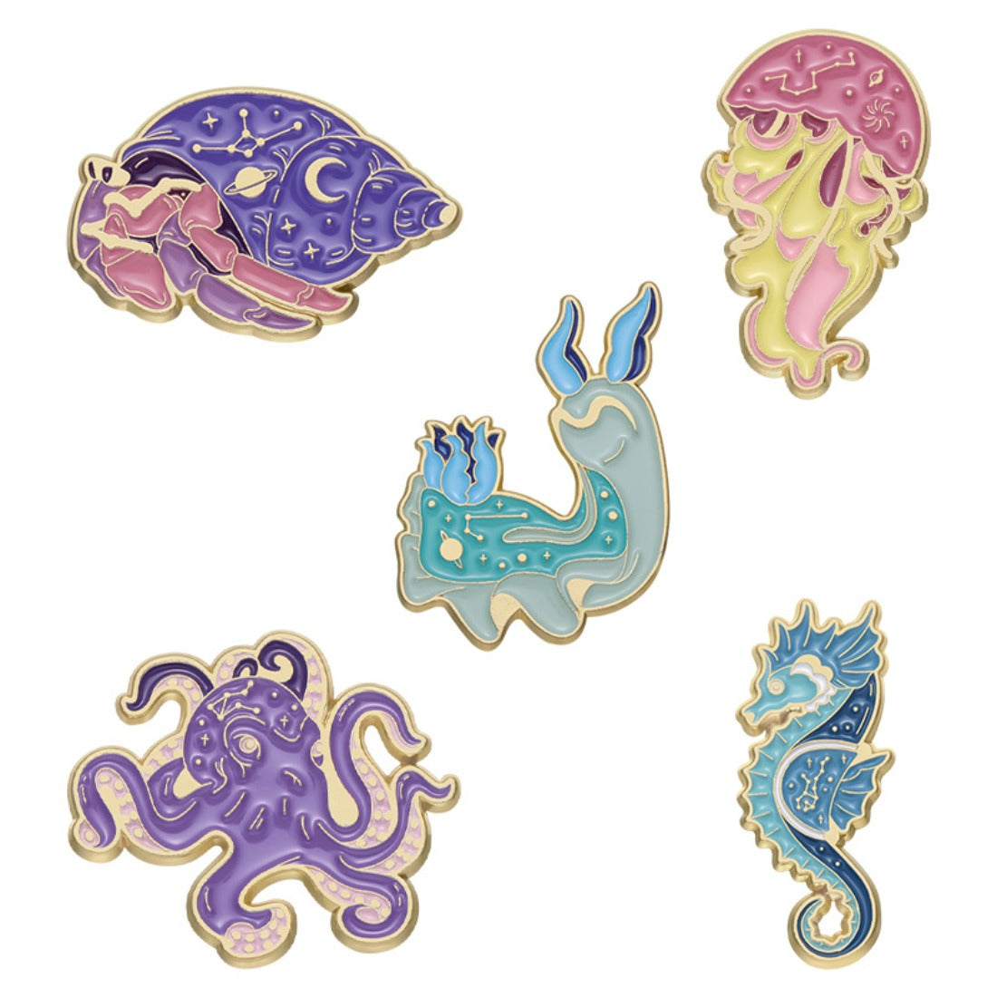 Mystical Sea Creatures Enamel Pins