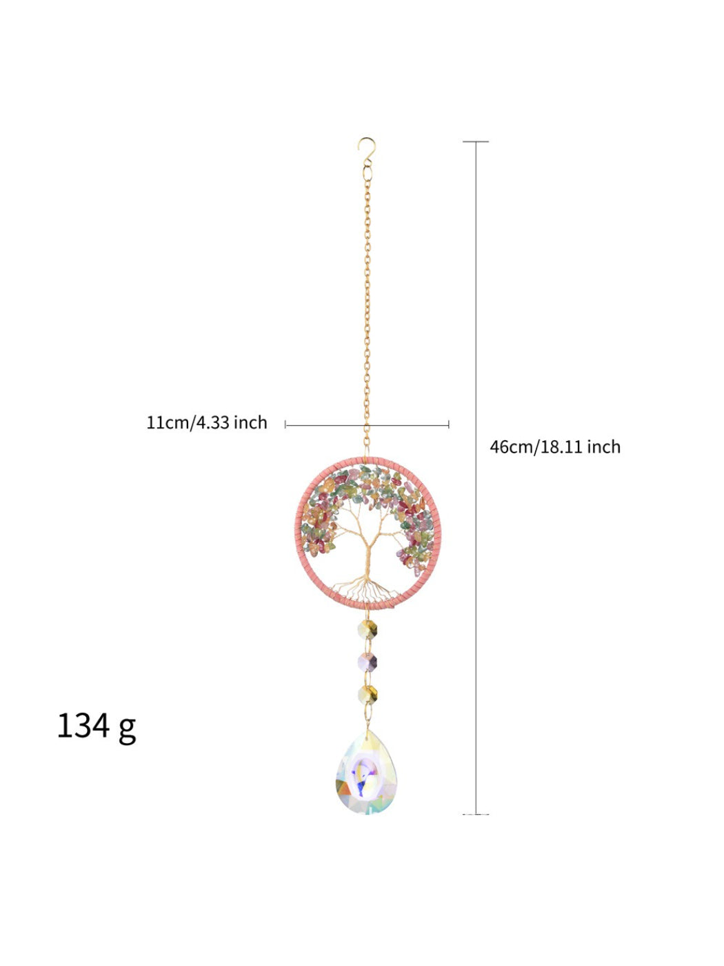 Somnira Tree of Life Dreamcatcher Suncatcher hanging with blurred background