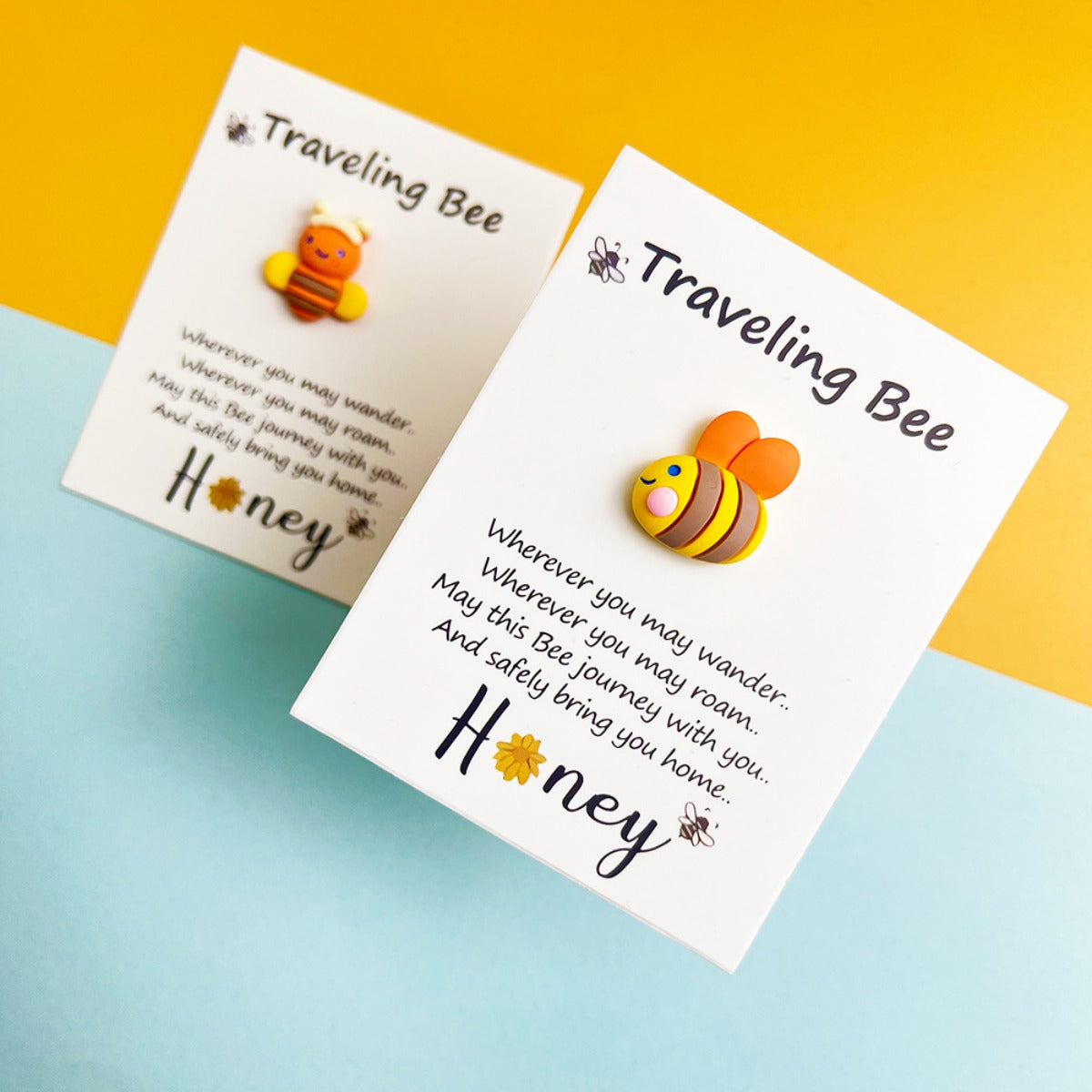 Close-up of Taphug Pocket Hug Traveling Bee plush toy showing bee face