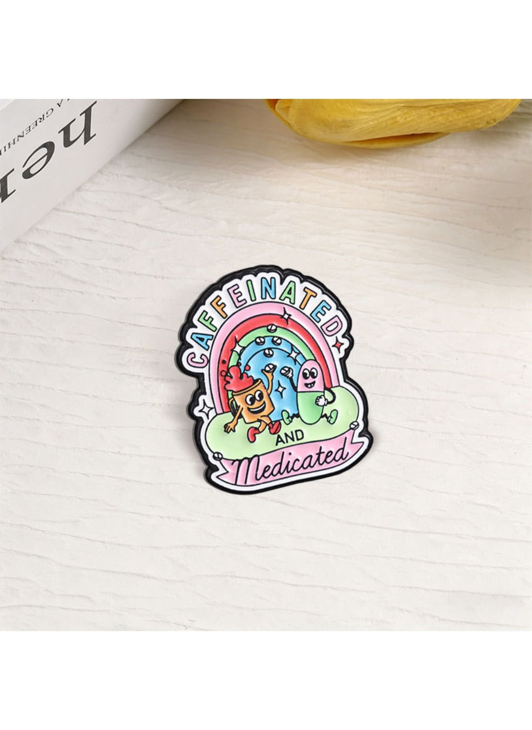 Pinori - Cute Cartoon Rainbow Coffee Capsule Pin Brooch Badge