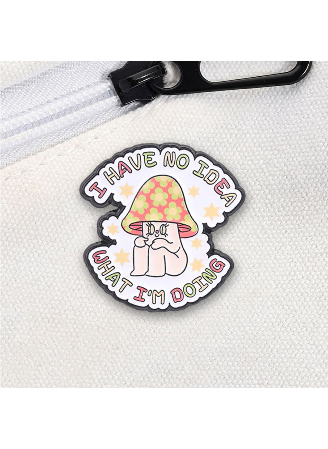 Pinori - Cute Cartoon Mushroom Character with Slogan Pin Brooch Badge