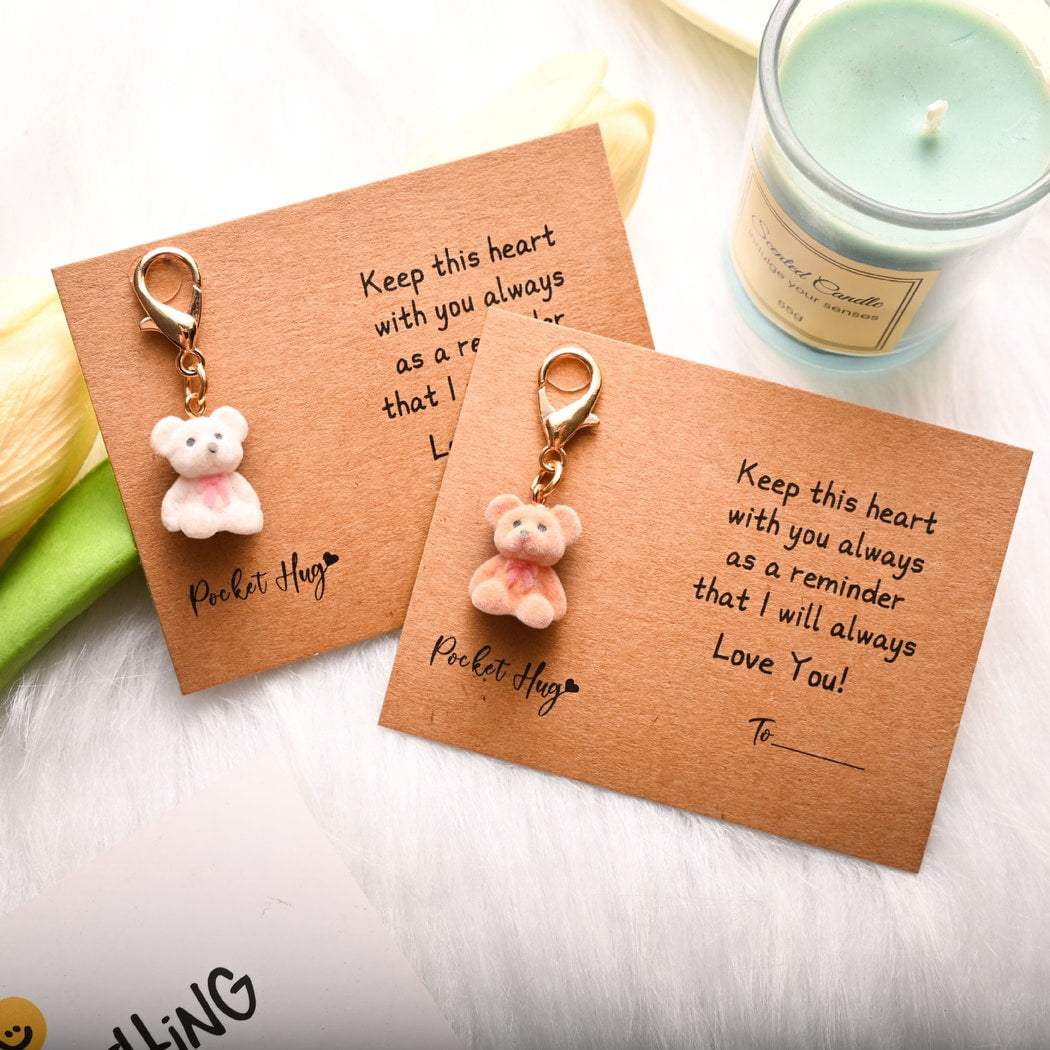 Taphug - Cute Pocket Hug Bow Bear Charm Keychain