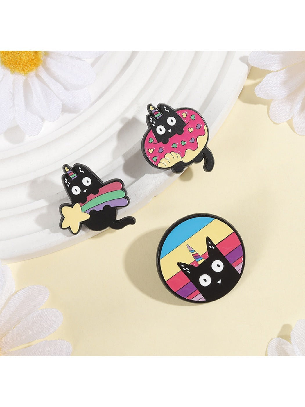 Pinori - Unicorn Black Cat Brooch
