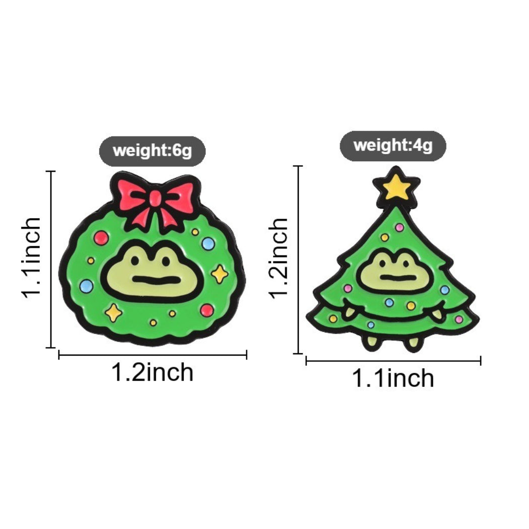 Pinori Frog Christmas Brooch Set