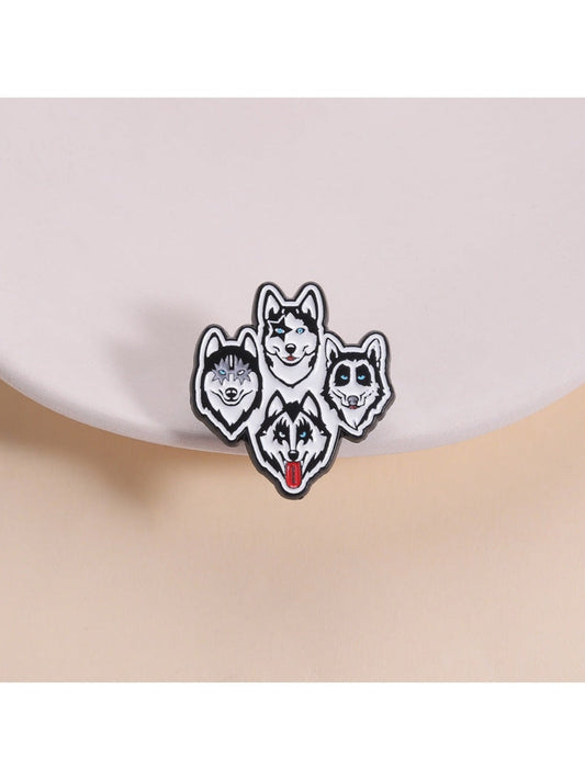 Pinori - Cute Husky Sled Dog Brooch