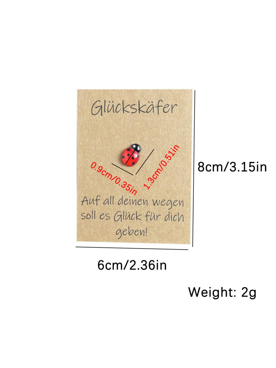 Taphug - Pocket Hug German Blessing Lucky Ladybug pocket hug card and keepsake token view 5