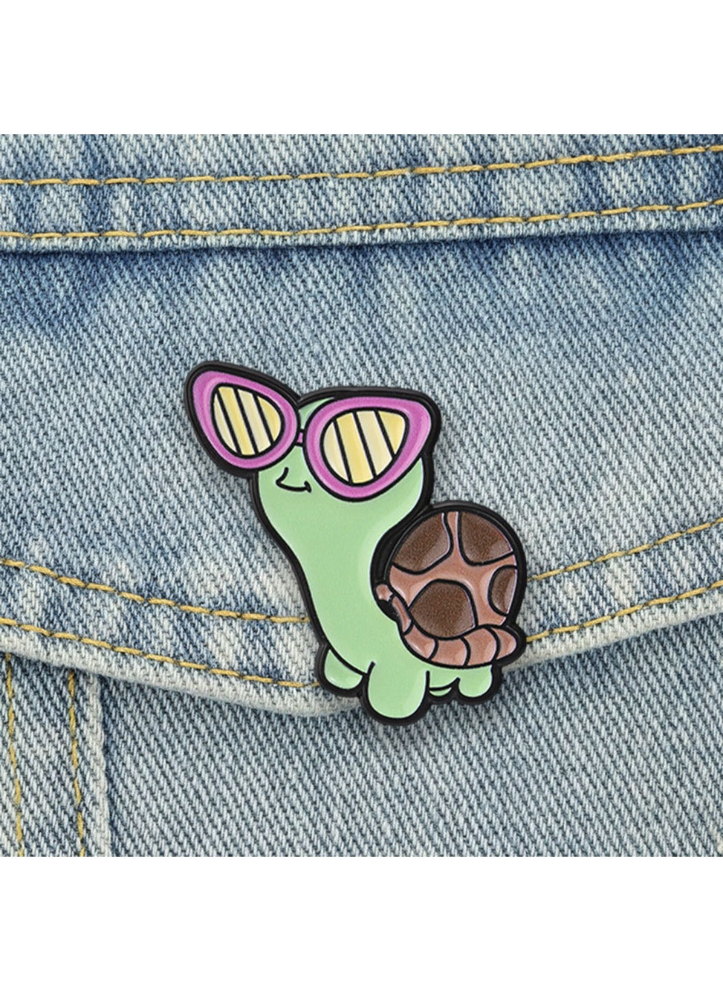 Pinori - Turtle Brooch Badge, Cute Cartoon Cool Turtle Pin