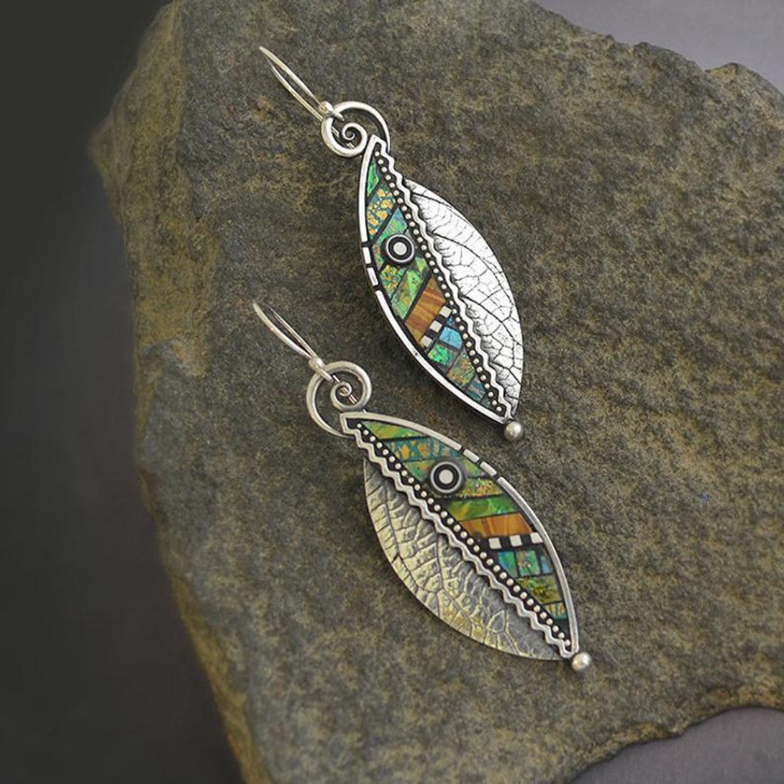 Two-Tone Leaf Shaped Earrings