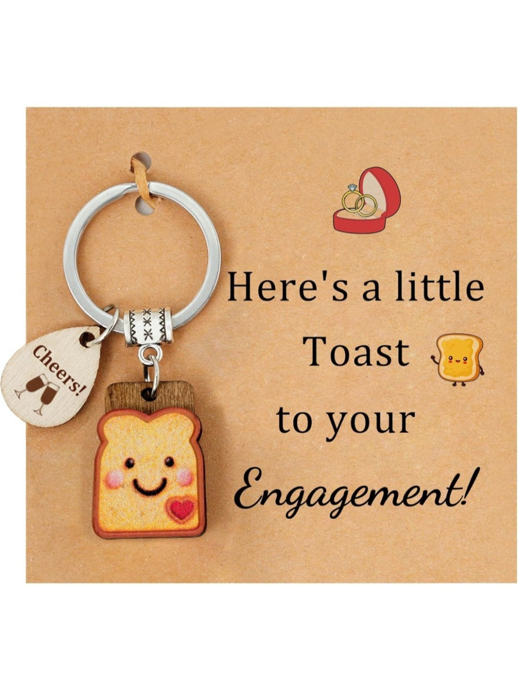 Taphug cute bread cartoon keychain with smiling face on white background