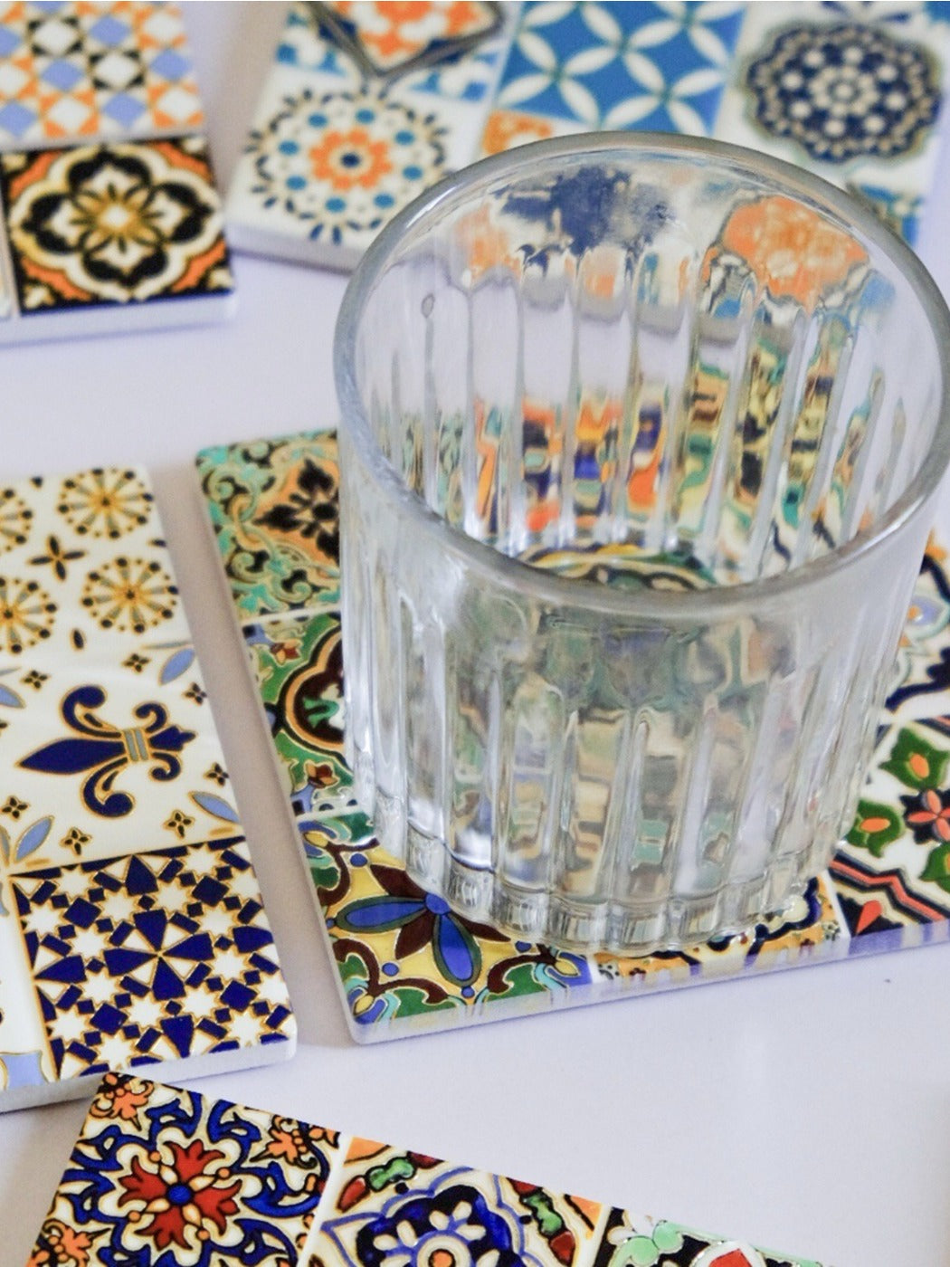 Thimara - 3D Raised Gold Foil Square Coasters Heat Resistant