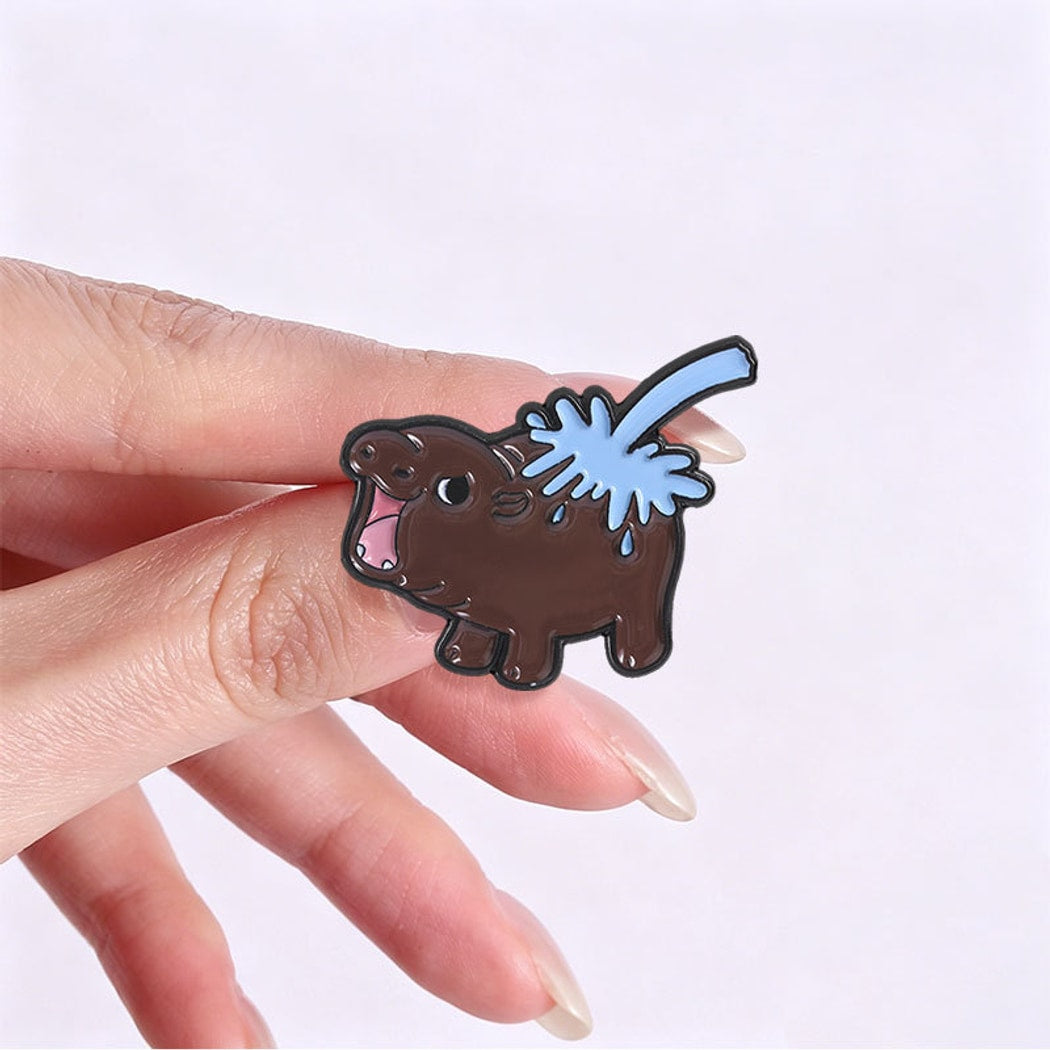 Pinori - Playful Style Hippopotamus Shaped Pin