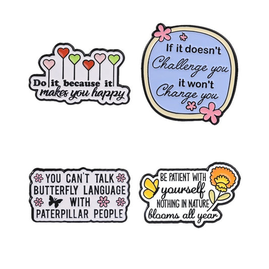 Pinori - Motivational English Text Decorative Brooch