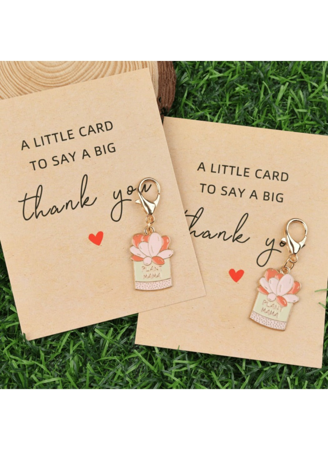 Taphug  - Alloy Thank You Card Cute Plant Keychain Pocket Hug