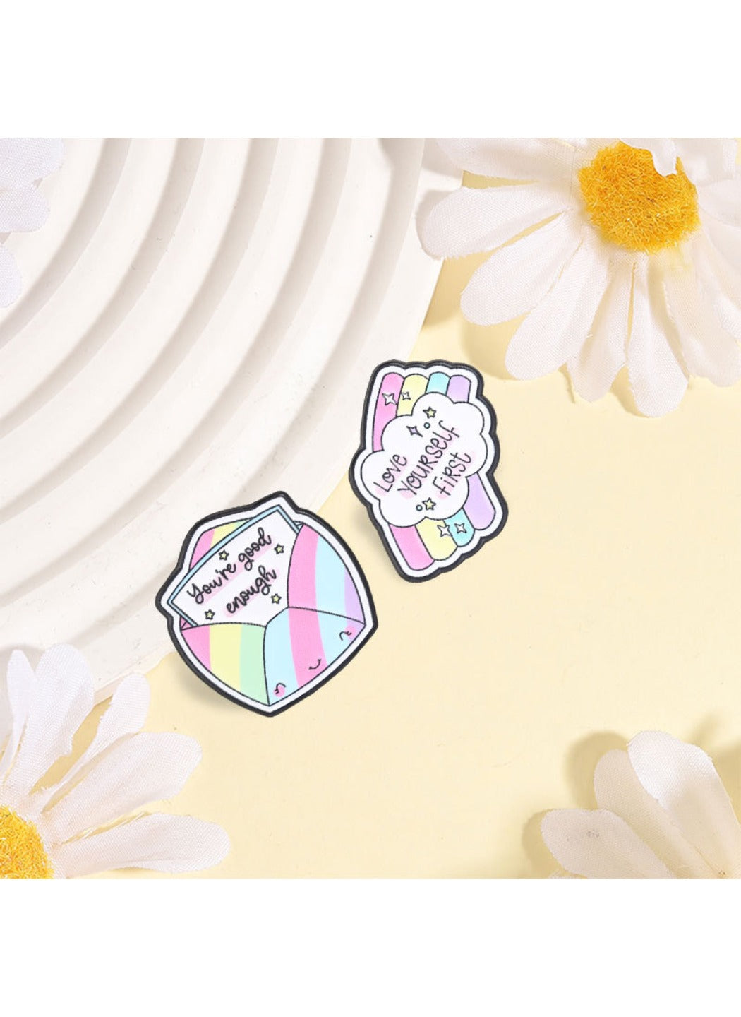 Pinori - Cute Cartoon Rainbow Envelope & Cloud Pin Brooch Badge